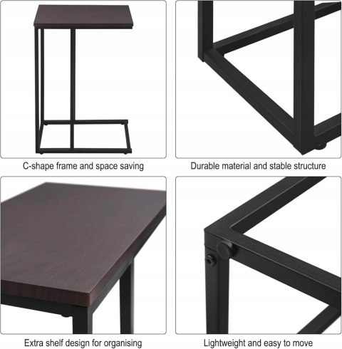 Stolik kawowy Woltu prostokątny 45 x 25 x 63,5cm ciemny buk