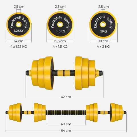 ZESTAW HANTLI 2x10 kg żółty