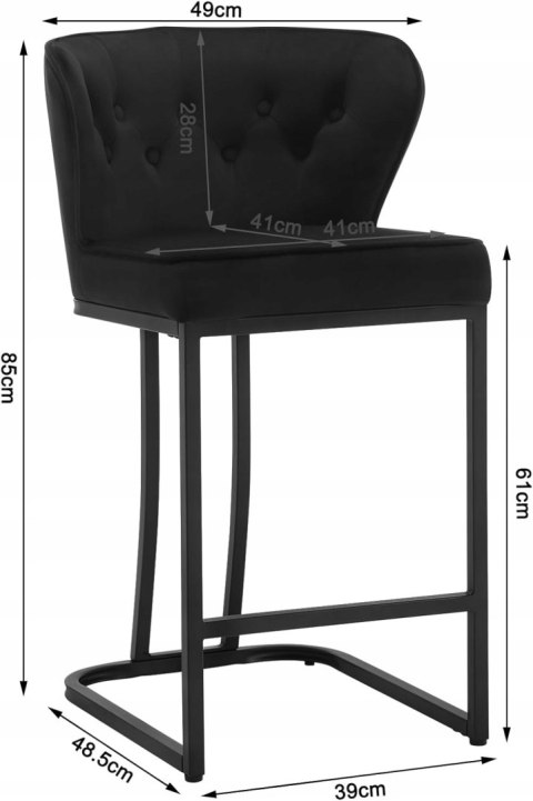 HOKER STOŁEK BAROWY Woltu czarny 85,5 cm tkanina zestaw 2 szt.