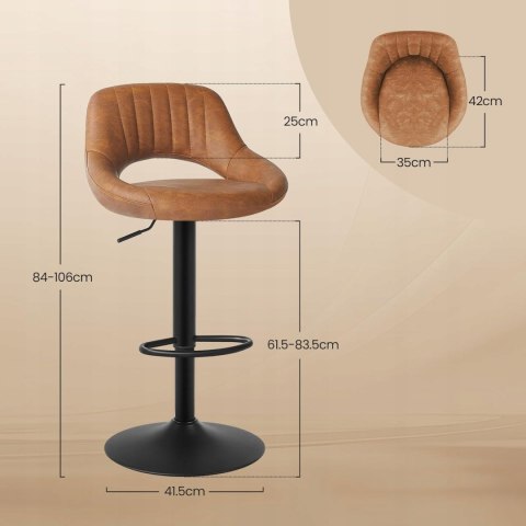 HOKER STOŁEK BAROWY designerski EUGAD brązowy zestaw 2 szt.