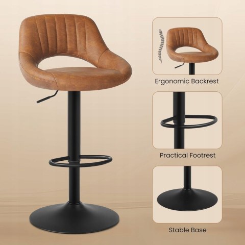 HOKER STOŁEK BAROWY designerski EUGAD brązowy zestaw 2 szt.