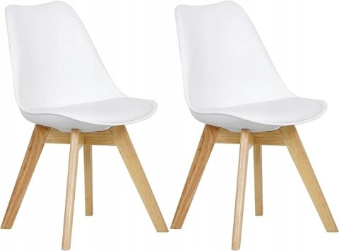 Krzesło Hoker zestaw 2 sztuk Woltu biały 82 cm skóra sztuczna lite drewno