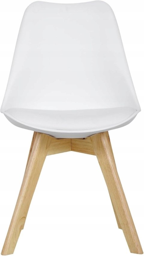 Krzesło Hoker zestaw 2 sztuk Woltu biały 82 cm skóra sztuczna lite drewno