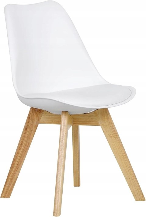 Krzesło Hoker zestaw 2 sztuk Woltu biały 82 cm skóra sztuczna lite drewno