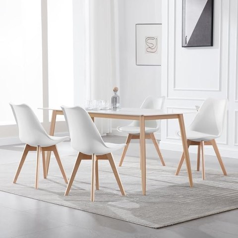 Krzesło Hoker zestaw 2 sztuk Woltu biały 82 cm skóra sztuczna lite drewno