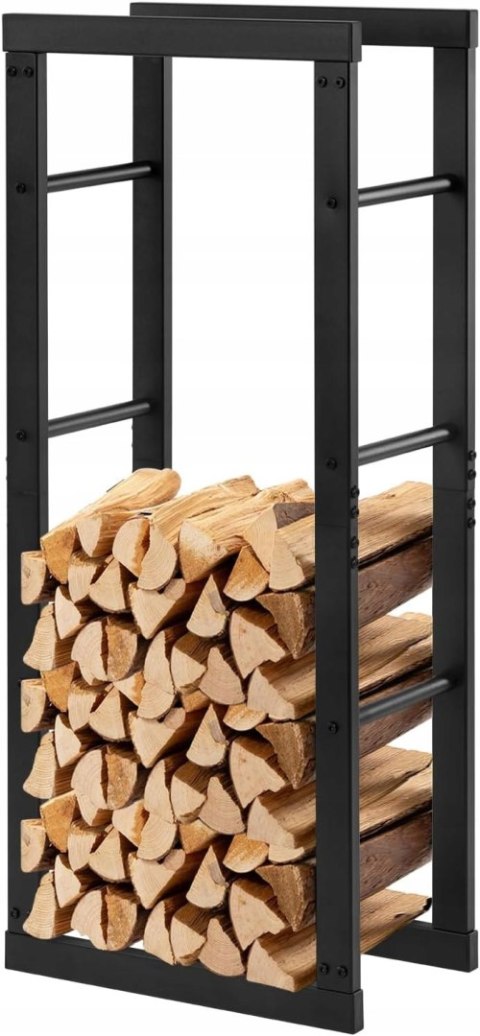 STOJAK NA DREWNO KOMINKOWE CZARNY LOFT METALOWY WYTRZYMAŁY 40 x 100 x 25 cm