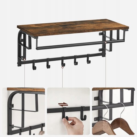 PÓŁKA ŚCIENNA Z WIESZAKAMI LOFT INDUSTRIALNA RETRO PÓŁKA ŚCIENNA Z WIESZAKAMI LOFT INDUSTRIALNA RETRO